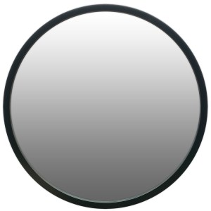 Круглое зеркало в черной раме в ванную комнату